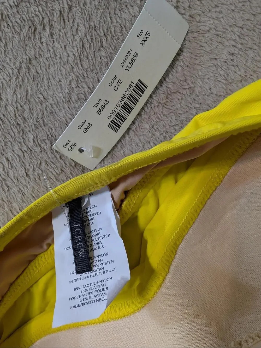 J.‎ Crew Twist-Front Swing Tankini Swim Top, Color Earth (Yellow), Size XXXS